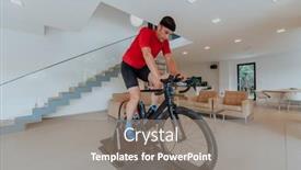  Presentation with simulation - PPT theme featuring man-riding-a-triathlon-bike background and a gray colored foreground