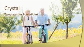  Presentation with senior couple - Slides enhanced with man riding their bikes along background and a cream colored foreground