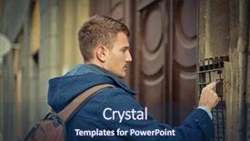  Presentation with hotels bell - Cool new PPT theme with man ringing the bell backdrop and a ocean colored foreground