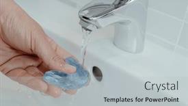  Presentation with water tap - PPT layouts having man-rinses-his-blue-occlusal background and a light gray colored foreground