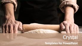  Presentation with man relaxing on massage table - Slides having man rolling out dough background and a coral colored foreground