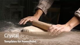  Presentation with dough - Theme having man rolling out dough background and a coral colored foreground