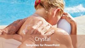  Presentation with sunscreen - PPT layouts featuring man-rubs-sunscreen background and a coral colored foreground