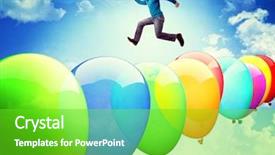  Presentation with sky - Audience pleasing slide set consisting of man run on 3d ballons backdrop and a shamrock green colored foreground