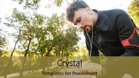  Presentation with runner - Slide deck with man runner outdoors in park background and a gold colored foreground