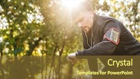  Presentation with sports - Presentation design consisting of man runner outdoors in park background and a tawny brown colored foreground
