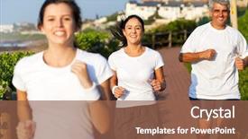  Presentation with family - Beautiful PPT layouts featuring man running - happy active family jogging backdrop and a tawny brown colored foreground