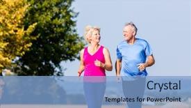  Presentation with training aspire man running - Colorful slide set enhanced with man running doing fitness exercise backdrop and a light blue colored foreground