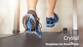  Presentation with running treadmill - Colorful slide set enhanced with man running in a gym backdrop and a gray colored foreground