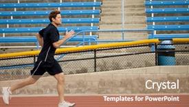  Presentation with race track - Colorful slide set enhanced with man running on a track backdrop and a coral colored foreground