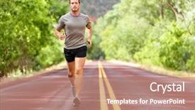  Presentation with marathon man - Presentation with man running on road training background and a coral colored foreground