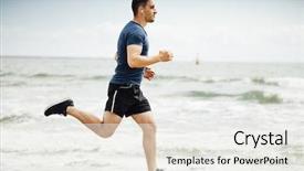  Presentation with running - Presentation theme enhanced with man running on sunny beach background and a white colored foreground
