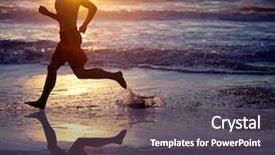  Presentation with sunset beach - PPT layouts with man running on the beach background and a dark gray colored foreground