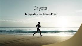  Presentation with tropical beach sunset - Colorful slide deck enhanced with man running on tropical beach at sunset backdrop and a light gray colored foreground