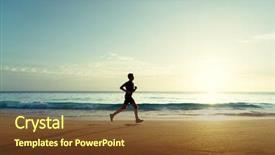  Presentation with tropical beach sunset - Presentation theme enhanced with man running on tropical beach background and a tawny brown colored foreground