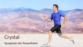  Presentation with landscape desert - Amazing presentation design having man running outdoor sprinting backdrop and a sky blue colored foreground