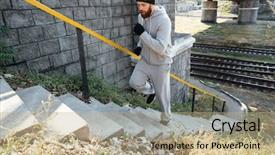  Presentation with fitness - Presentation having man running up the stairs background and a coral colored foreground