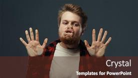  Presentation with crazy - Beautiful PPT layouts featuring man's crazy face crushed on transparent glass backdrop and a tawny brown colored foreground