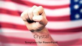  Presentation with elections - Beautiful theme featuring man-s-fist-over-usa backdrop and a coral colored foreground