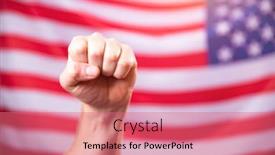  Presentation with elections - Slide deck having man-s-fist-over-usa background and a coral colored foreground