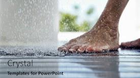  Presentation with under water - Theme having man-s-foot-under-dripping background and a light blue colored foreground