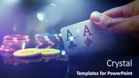  Presentation with poker - Slide deck consisting of man-s-hand-holding-two background and a navy blue colored foreground