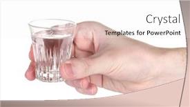  Presentation with vodka - Colorful presentation theme enhanced with man's hand holding a glass with vodka isolated on white backdrop and a white colored foreground