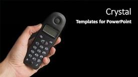  Presentation with man holding phone - PPT theme with  background and a  colored foreground