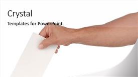  Presentation with envelope - Cool new PPT theme with man's hand putting backdrop and a white colored foreground