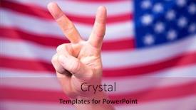  Presentation with elections - Colorful slide set enhanced with man-s-hand-showing-victory backdrop and a red colored foreground