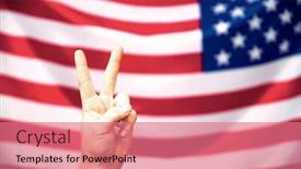  Presentation with elections - PPT theme with man-s-hand-showing-victory background and a coral colored foreground