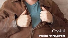  Presentation with brown leather - Cool new PPT layouts with man-s-hand-unzips backdrop and a tawny brown colored foreground