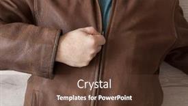  Presentation with brown leather - Slide set consisting of man-s-hand-unzips background and a tawny brown colored foreground