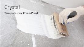  Presentation with brush - Beautiful theme featuring man-s-hand-with-brush backdrop and a light gray colored foreground