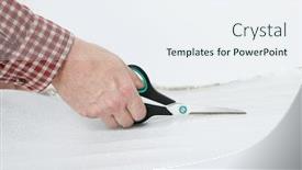  Presentation with flooring - PPT theme with man-s-hand-with-scissors background and a sky blue colored foreground