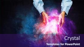  Presentation with magic - Amazing presentation design having man-s-hands-holding backdrop and a navy blue colored foreground