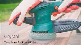  Presentation with orbital - Slide set enhanced with man-sanding-a-wood background and a lemonade colored foreground