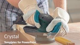  Presentation with orbital - Beautiful slide set featuring man-sanding-a-wood backdrop and a coral colored foreground