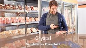  Presentation with smartphone app - Beautiful slide deck featuring man-scans-a-meat-product backdrop and a coral colored foreground