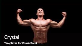  Presentation with happiness - Colorful slide deck enhanced with man scream - male bodybuilder gesturing happiness backdrop and a wine colored foreground