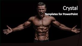  Presentation with black - Amazing PPT layouts having man scream - young muscular bodybuilder posing backdrop and a black colored foreground