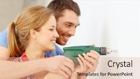  Presentation with home design - Amazing theme having man screw - repair interior design building renovation backdrop and a lemonade colored foreground