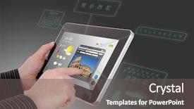  Presentation with information - PPT theme consisting of man searching a tourism information background and a dark gray colored foreground