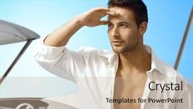  Presentation with sails sailing yacht catamaran sailing - Presentation design having man searching distance on sail background and a mint green colored foreground