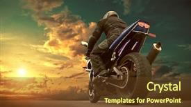  Presentation with annual dinner under the sea - Slides having man seat on the motorcycle background and a tawny brown colored foreground