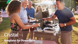  Presentation with little man baby - Beautiful theme featuring man serving on barbeque stall backdrop and a tawny brown colored foreground