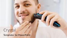  Presentation with razor - Audience pleasing slide set consisting of man-shaves-his-beard backdrop and a lemonade colored foreground