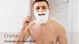  Presentation with razor - Cool new presentation theme with man-shaves-his-beard backdrop and a coral colored foreground