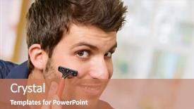  Presentation with shaving - Cool new presentation design with happy family with swimming equipment at sea shore backdrop and a light blue colored foreground