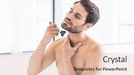  Presentation with shaving - Slides having man shaving in the bathroom background and a lemonade colored foreground